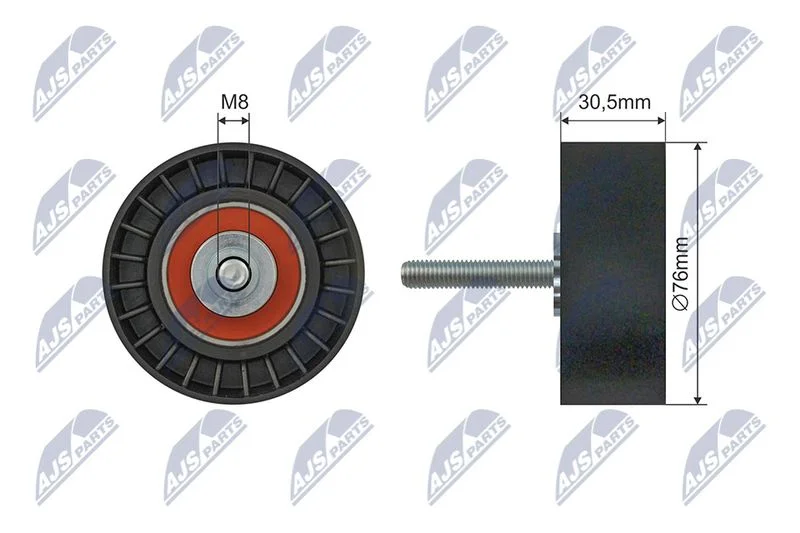 Tensioner Pulley, V-ribbed belt NTY RNK-FR-059
