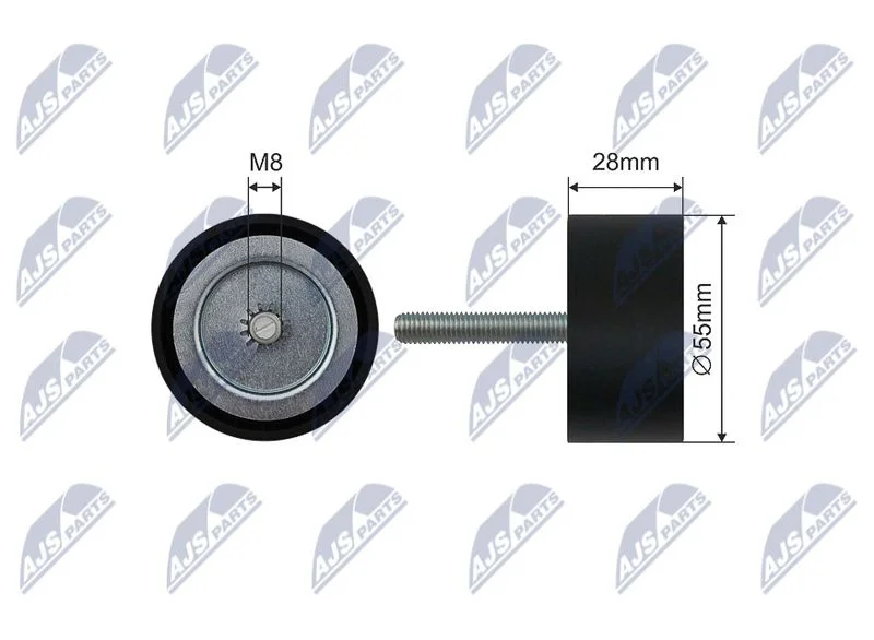 Tensioner Pulley, V-ribbed belt NTY RNK-PL-030