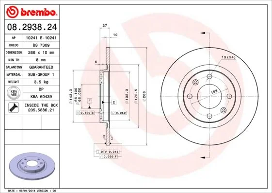 Brake Disc BREMBO 08.2938.24