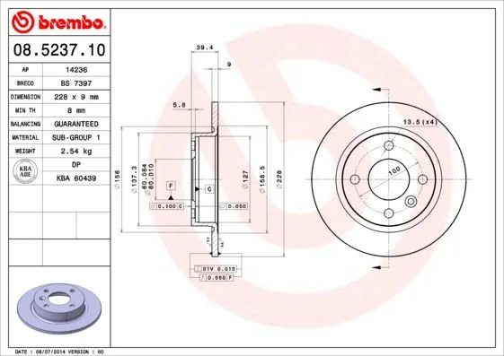 Brake Disc BREMBO 08.5237.10