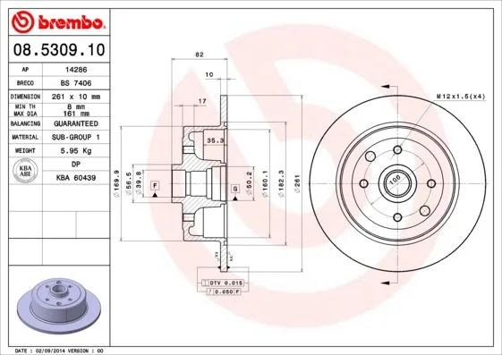 Brake Disc BREMBO 08.5309.10