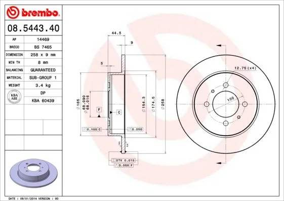 Brzdový kotúč BREMBO 08.5443.40
