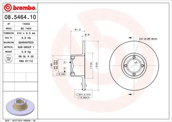 Brake Disc BREMBO 08.5464.10