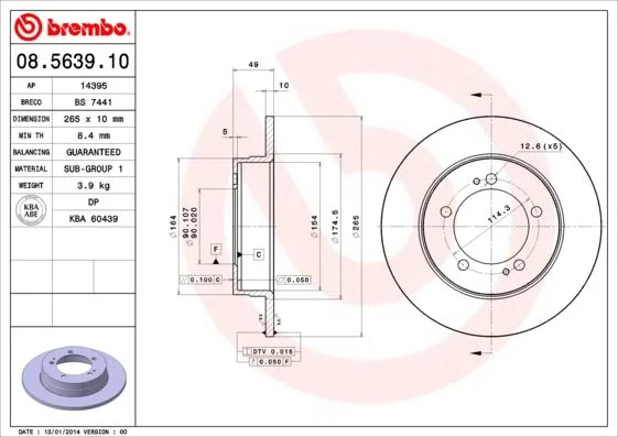 Brake Disc BREMBO 08.5639.10