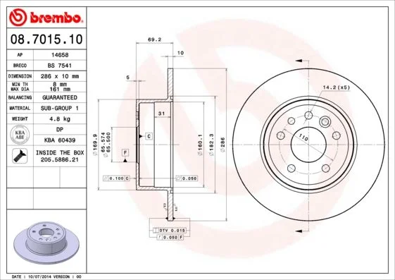 Brake Disc BREMBO 08.7015.10