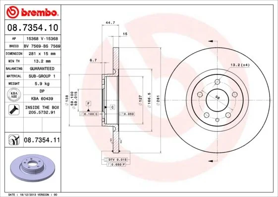 Brake Disc BREMBO 08.7354.11