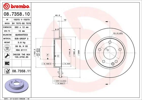 Brake Disc BREMBO 08.7358.11