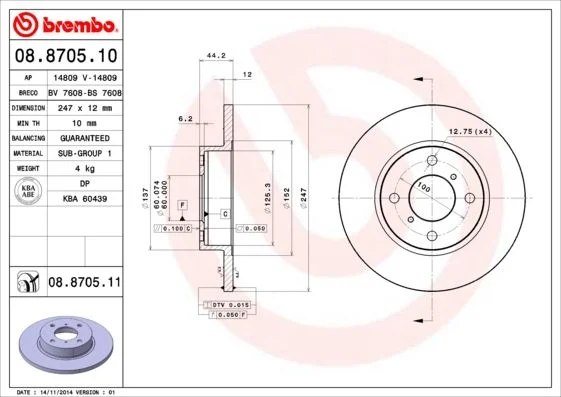 Brake Disc BREMBO 08.8705.11
