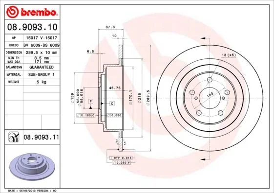 Brake Disc BREMBO 08.9093.11