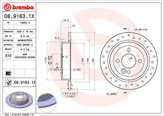 Brake Disc BREMBO 08.9163.1X