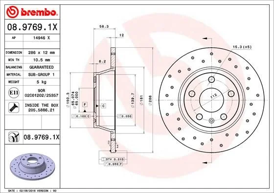 Brake Disc BREMBO 08.9769.1X