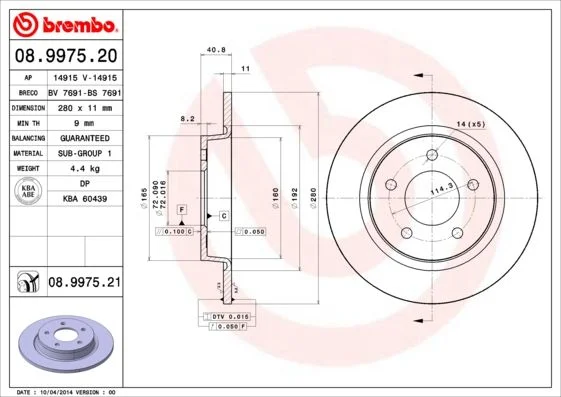 Brake Disc BREMBO 08.9975.21
