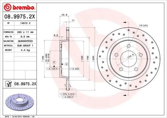 Brake Disc BREMBO 08.9975.2X