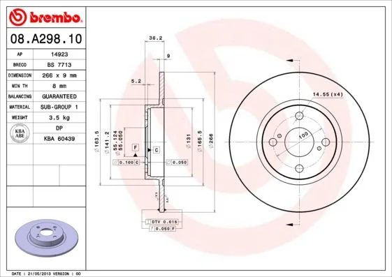 Brake Disc BREMBO 08.A298.10