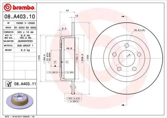 Brake Disc BREMBO 08.A403.11