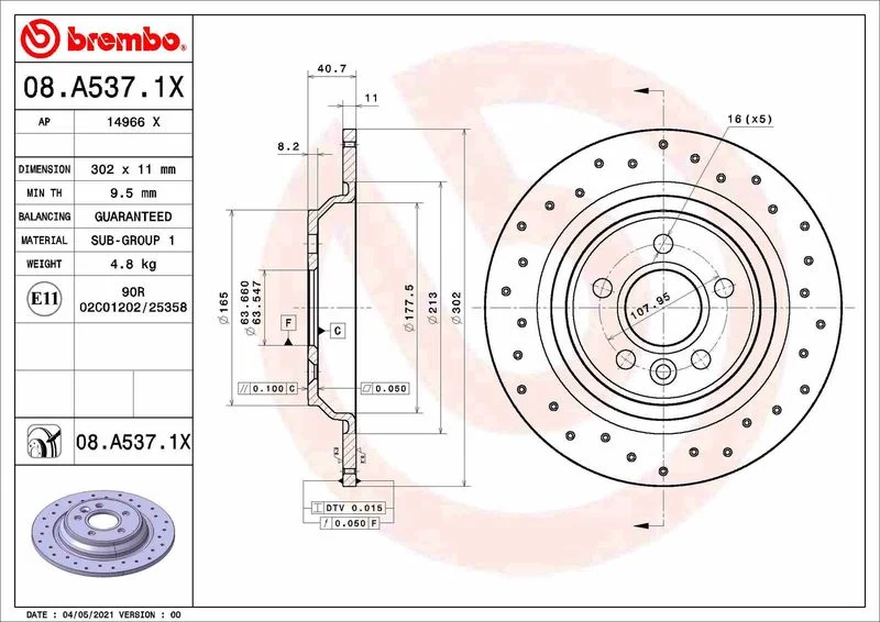 Brzdový kotúč BREMBO 08.A537.1X