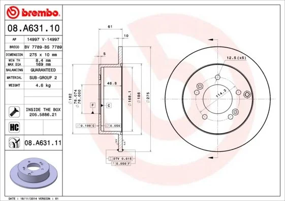 Brake Disc BREMBO 08.A631.11