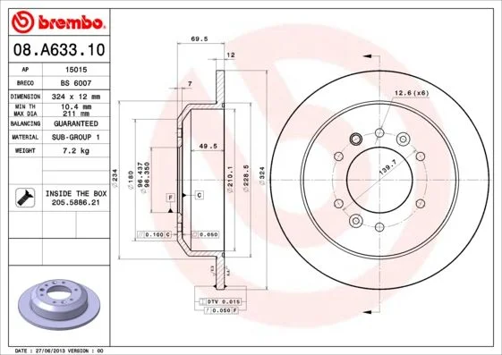 Brake Disc BREMBO 08.A633.10