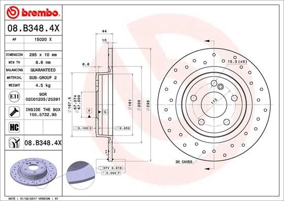 Brzdový kotúč BREMBO 08.B348.4X