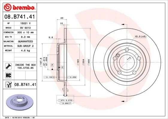 Brzdový kotúč BREMBO 08.B741.41
