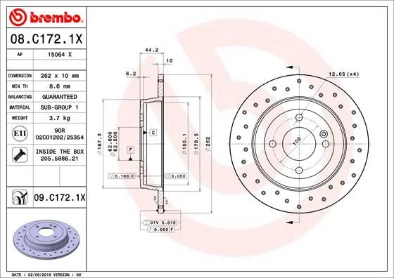 Brzdový kotúč BREMBO 08.C172.1X