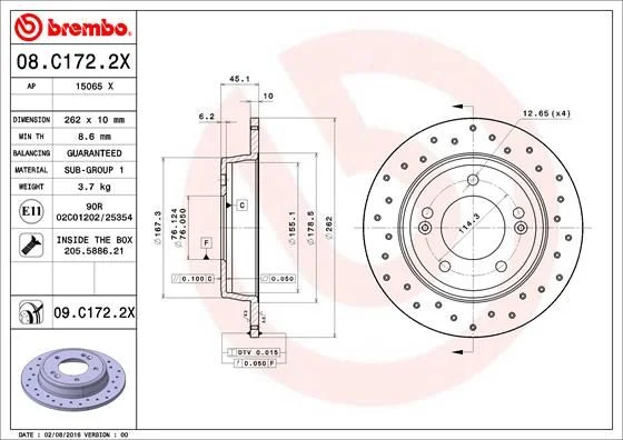 Brake Disc BREMBO 08.C172.2X