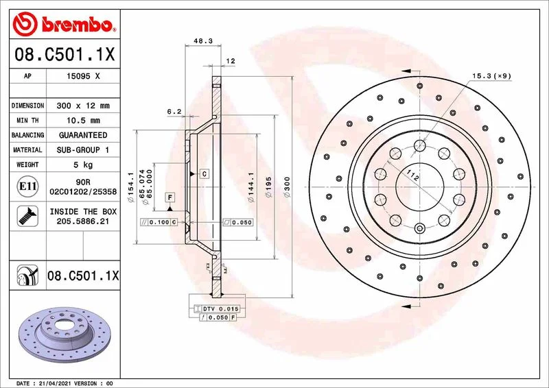 Brake Disc BREMBO 08.C501.1X