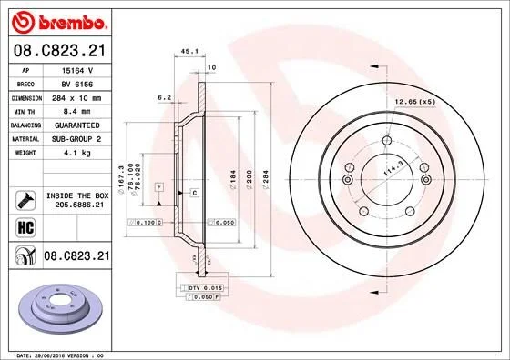 Brzdový kotúč BREMBO 08.C823.21