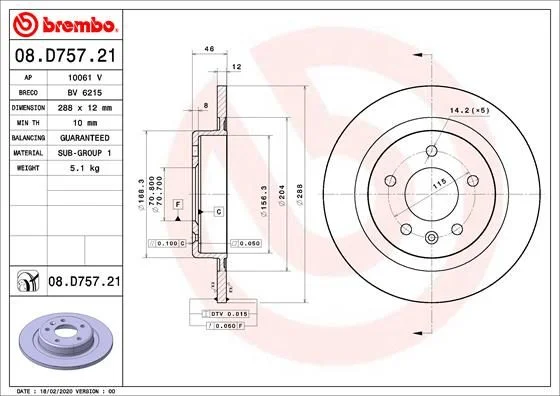 Brzdový kotúč BREMBO 08.D757.21