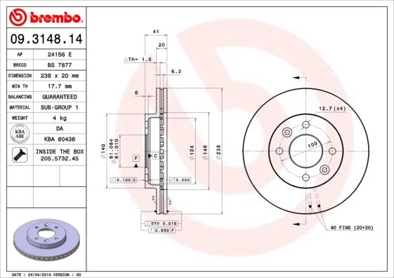 Brake Disc BREMBO 09.3148.14