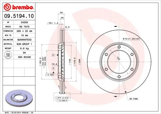 Brzdový kotúč BREMBO 09.5194.10