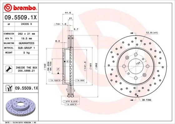 Brzdový kotúč BREMBO 09.5509.1X