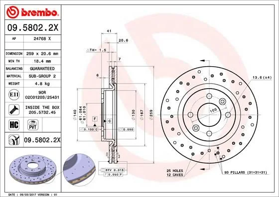 Brake Disc BREMBO 09.5802.2X