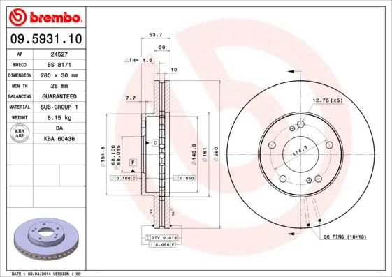 Brake Disc BREMBO 09.5931.10