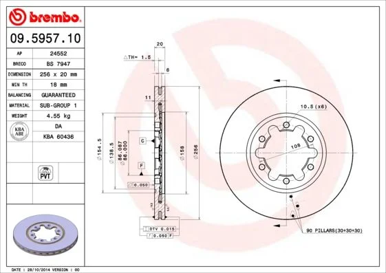 Brake Disc BREMBO 09.5957.10