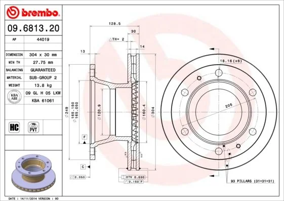 Brake Disc BREMBO 09.6813.20