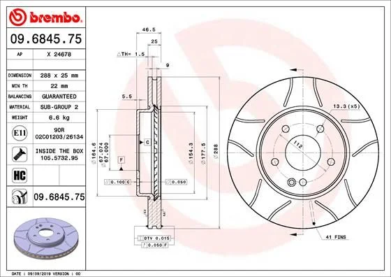 Brzdový kotúč BREMBO 09.6845.75