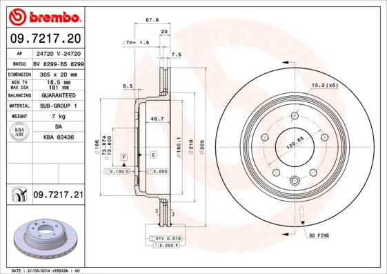 Brake Disc BREMBO 09.7217.21