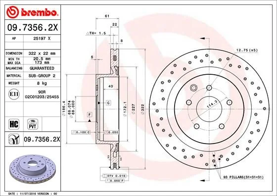 Brzdový kotúč BREMBO 09.7356.2X
