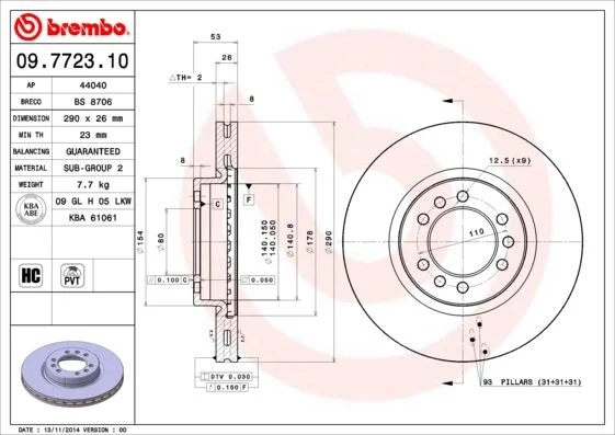 Brake Disc BREMBO 09.7723.10