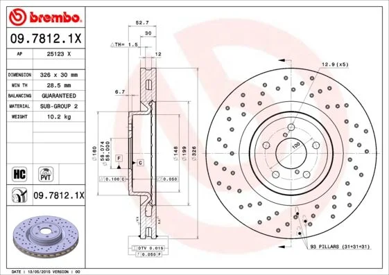 Brzdový kotúč BREMBO 09.7812.1X