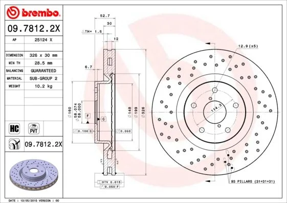 Brzdový kotúč BREMBO 09.7812.2X