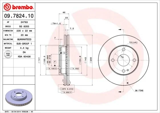 Brake Disc BREMBO 09.7824.10