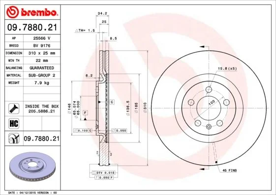 Brzdový kotúč BREMBO 09.7880.21