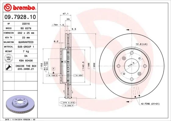 Brzdový kotúč BREMBO 09.7928.10