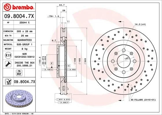 Brzdový kotúč BREMBO 09.8004.7X