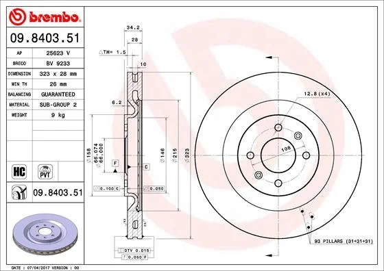 Brake Disc BREMBO 09.8403.51