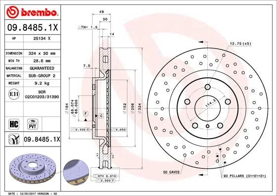 Brzdový kotúč BREMBO 09.8485.1X