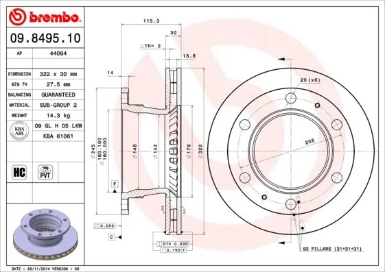 Brzdový kotúč BREMBO 09.8495.10