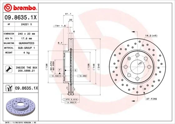 Brake Disc BREMBO 09.8635.1X